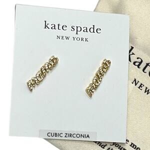 Kate Spade Mama Said Pavé Stud Earrings Gold Clear CZ | NWT Perfect Gift for Mom